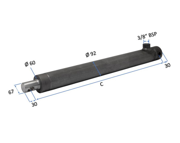 Einfachwirkender Hydraulikzylinder Kolbenstange 60 mm Ø