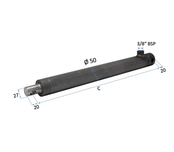 Einfachwirkender Hydraulikzylinder Kolbenstange 30 mm Ø