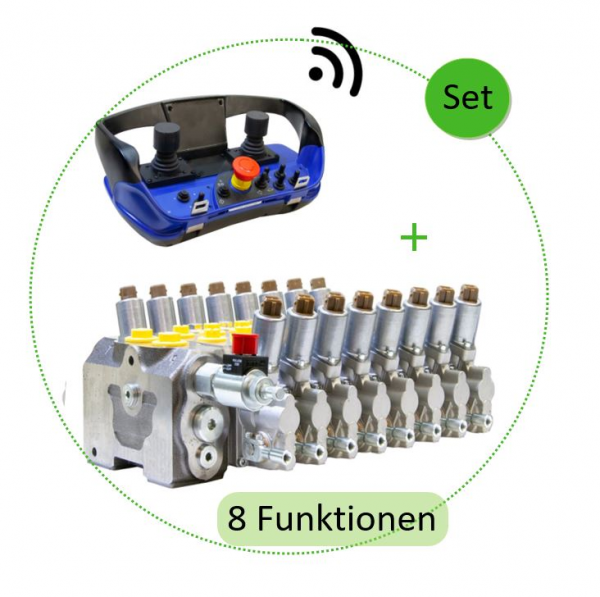 Komplett-Set Proportionalventil 8-fach (LS / KV) und Funkfernbedienung (Autec / Scanreco)