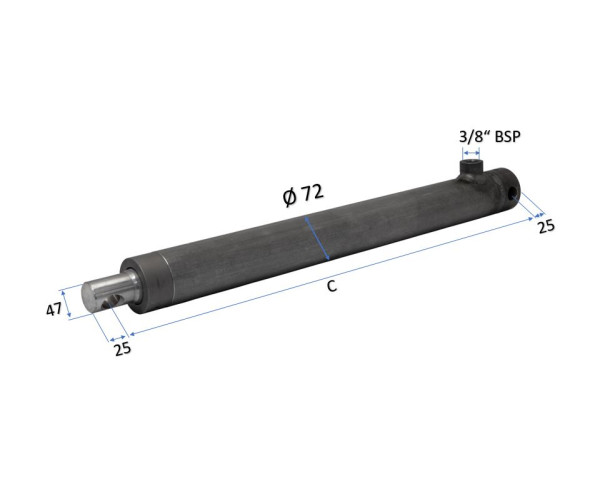 Einfachwirkender Hydraulikzylinder Kolbenstange 50 mm Ø