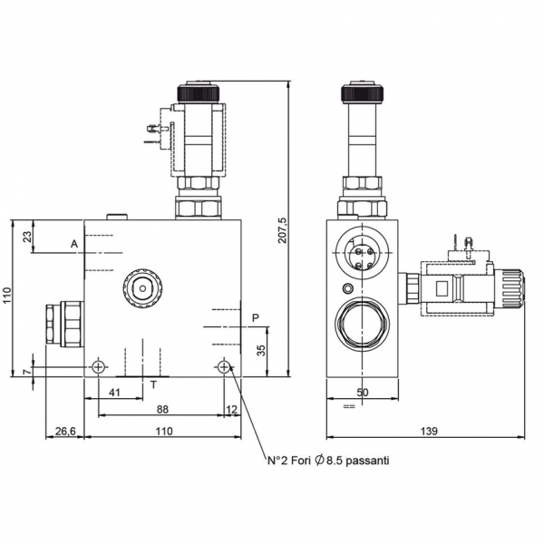 FR-3C 3-Wege Stromregelung 150/90 l/min, 350 bar, 3/4" o.Überdruck m. Einstellrad